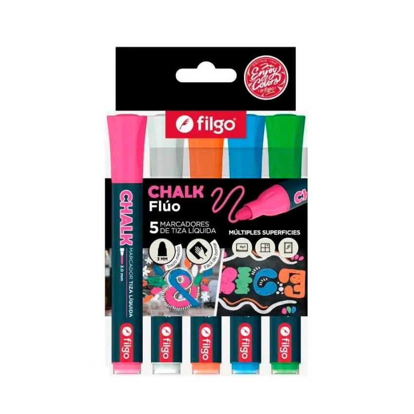 MARCADOR FILGO CHALK 3.0 FLUO EST X5