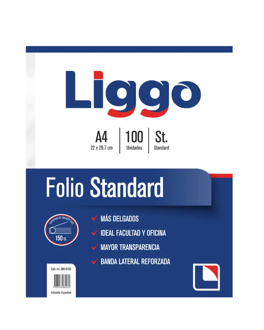 FOLIO LIGGO STANDARD 35 MICRONES A4 X100