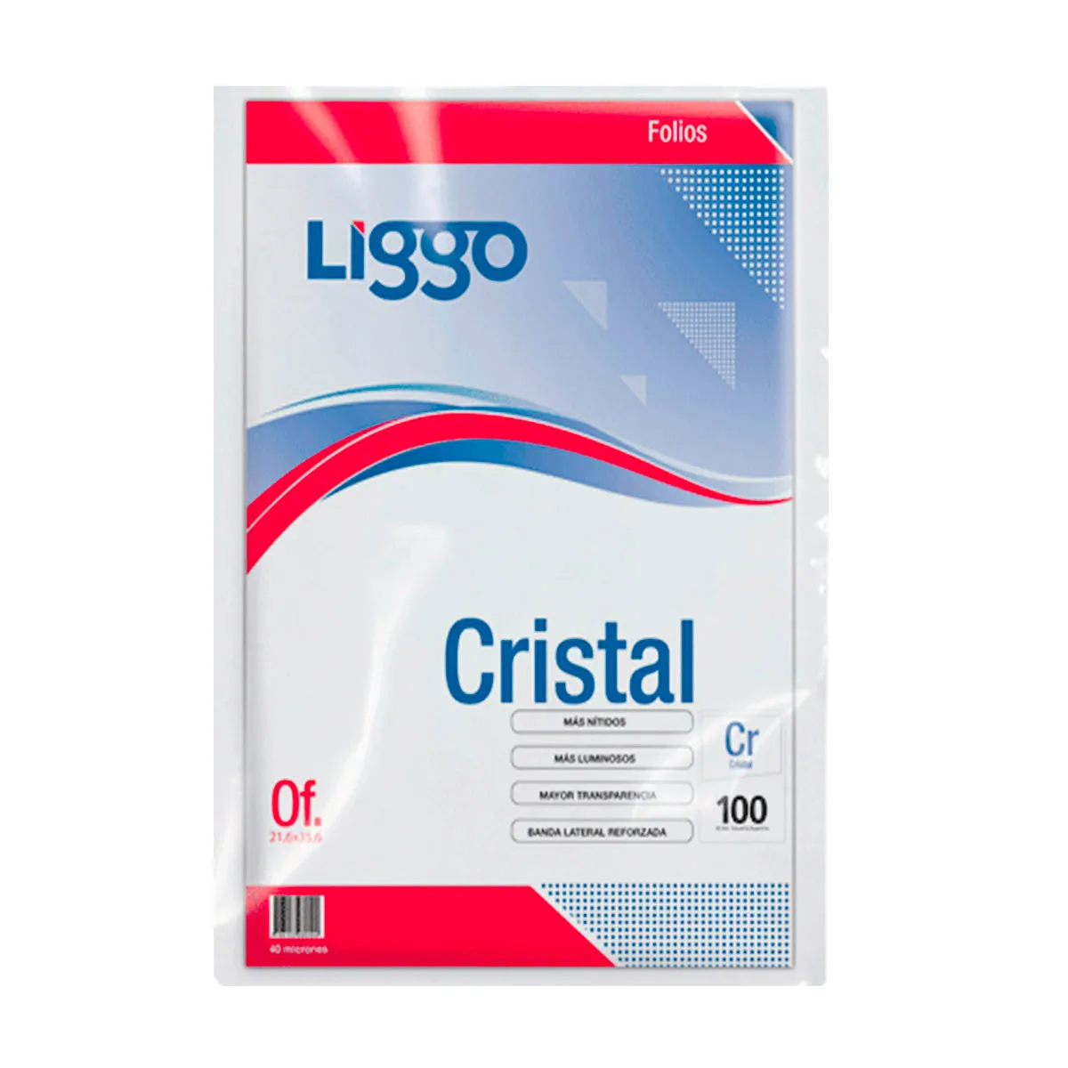 FOLIO LIGGO OFICIO CRISTAL X 100 40 MICRONES