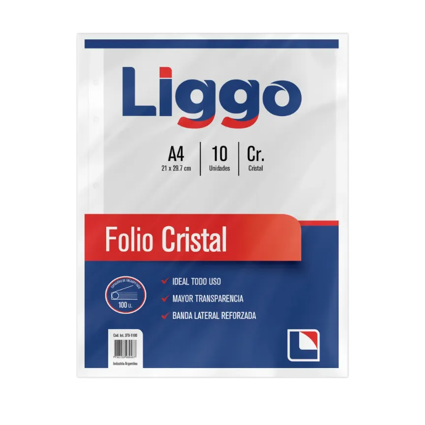 FOLIO LIGGO CRISTAL 40 MICRONES A4 X10