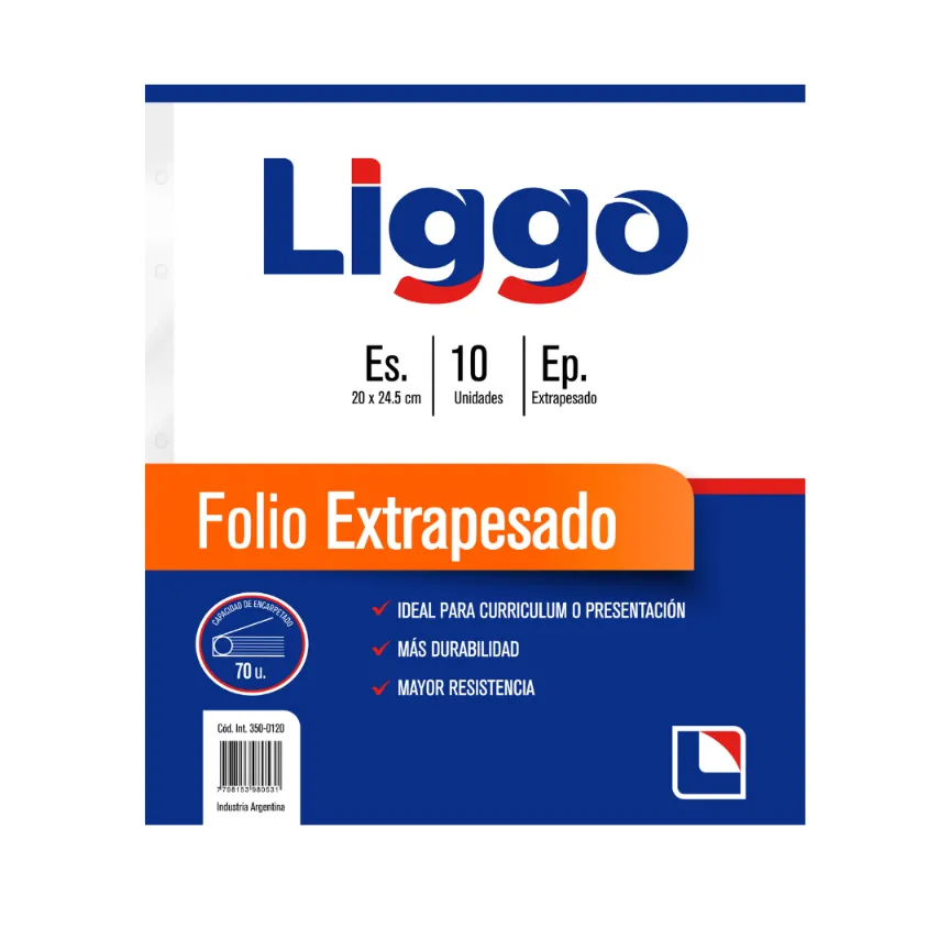 FOLIO LIGGO EXTRAPESADO ESCOLAR X10