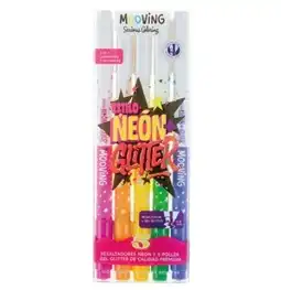 RESALTADOR MOOVING NEON GLITER X 5