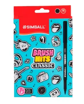 MARCADOR SIMBALL BRUSH NEGRO X 12
