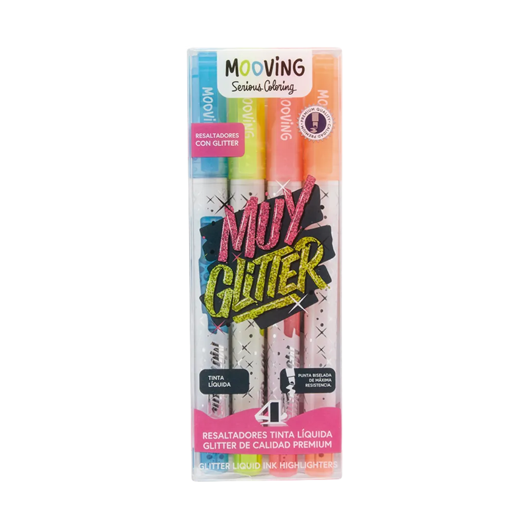 RESALTADOR MOOVING X 4 MUY GLITTER