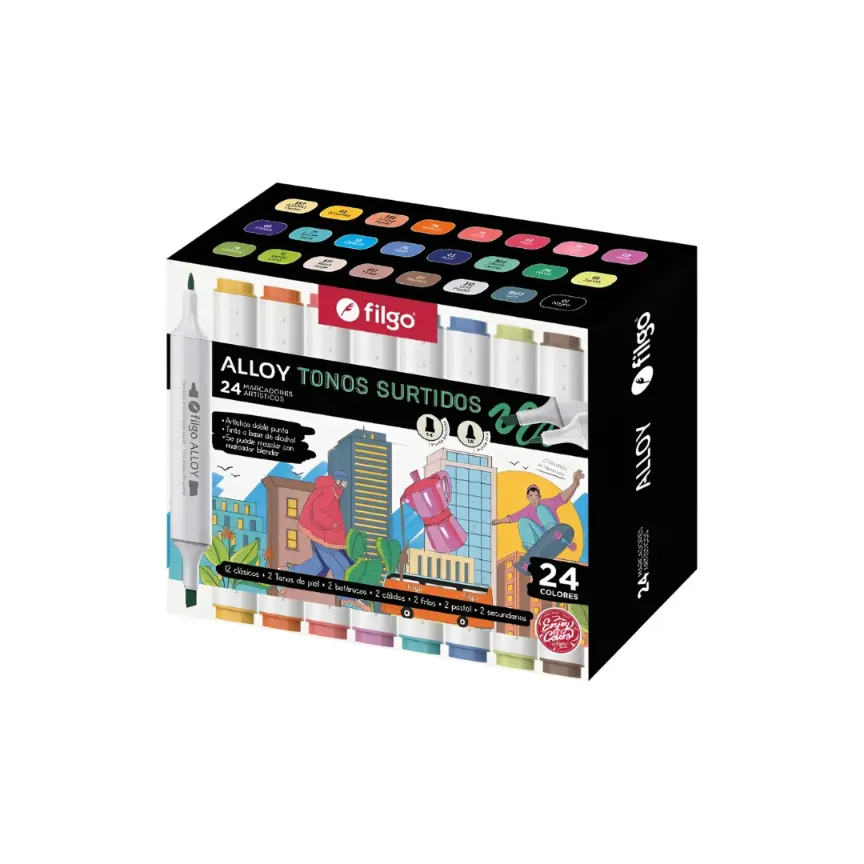 MARCADOR ARTISTICO DOBLE PUNTA FILGO ALLOY EST X24