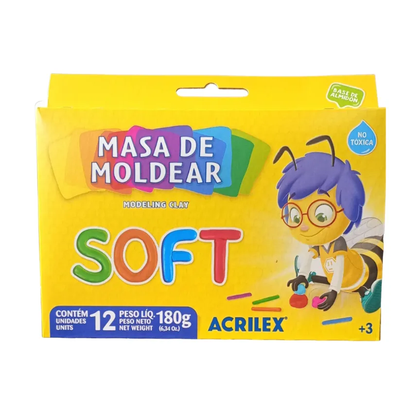 PLASTILINA DE MODELAR SOFT X 12 ACRILEX