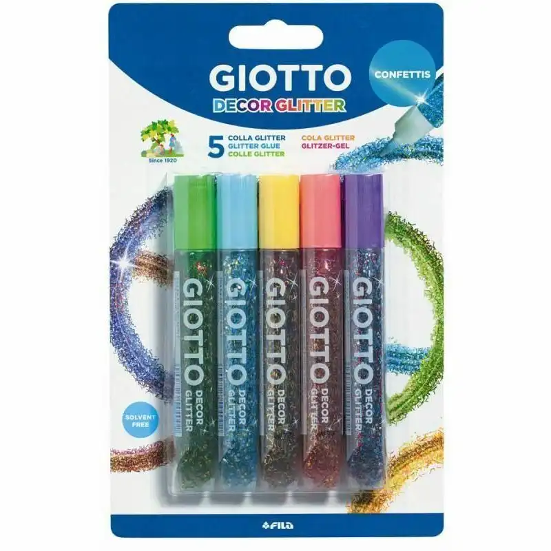 ADHESIVO GIOTTO GLITTER CONFETTIS 10.5ML X 5 UNID