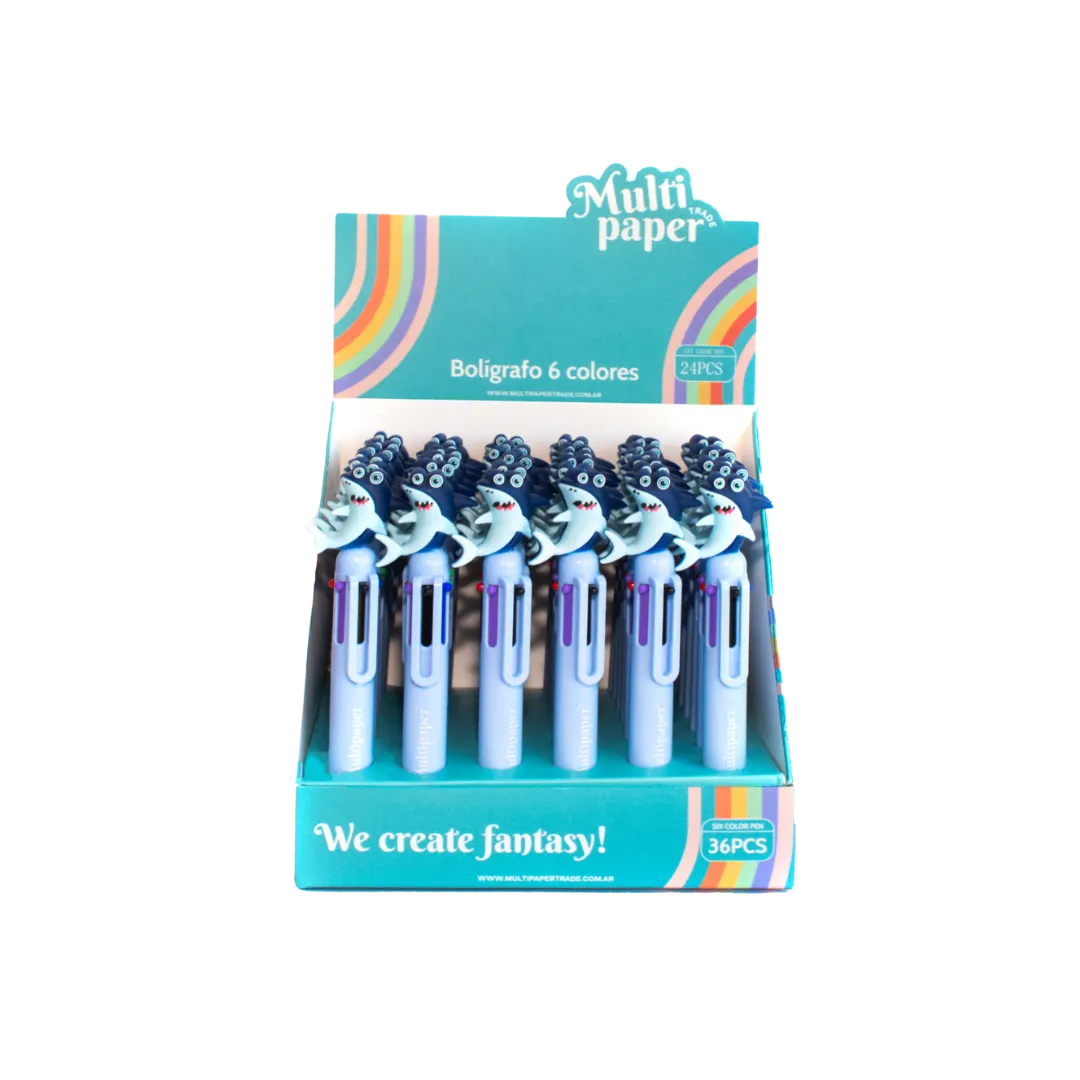 BOLIGRAFO BORRABLE MP 6 COLORES SHARK
