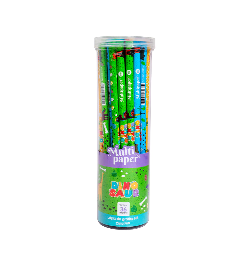 LAPIZ GRAFITO MULTIPAPER DINO TUBO X 36